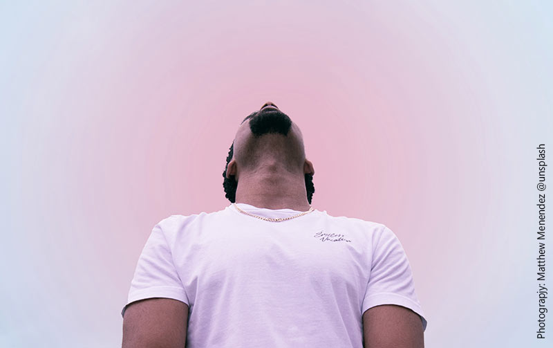 Man gazing upwards